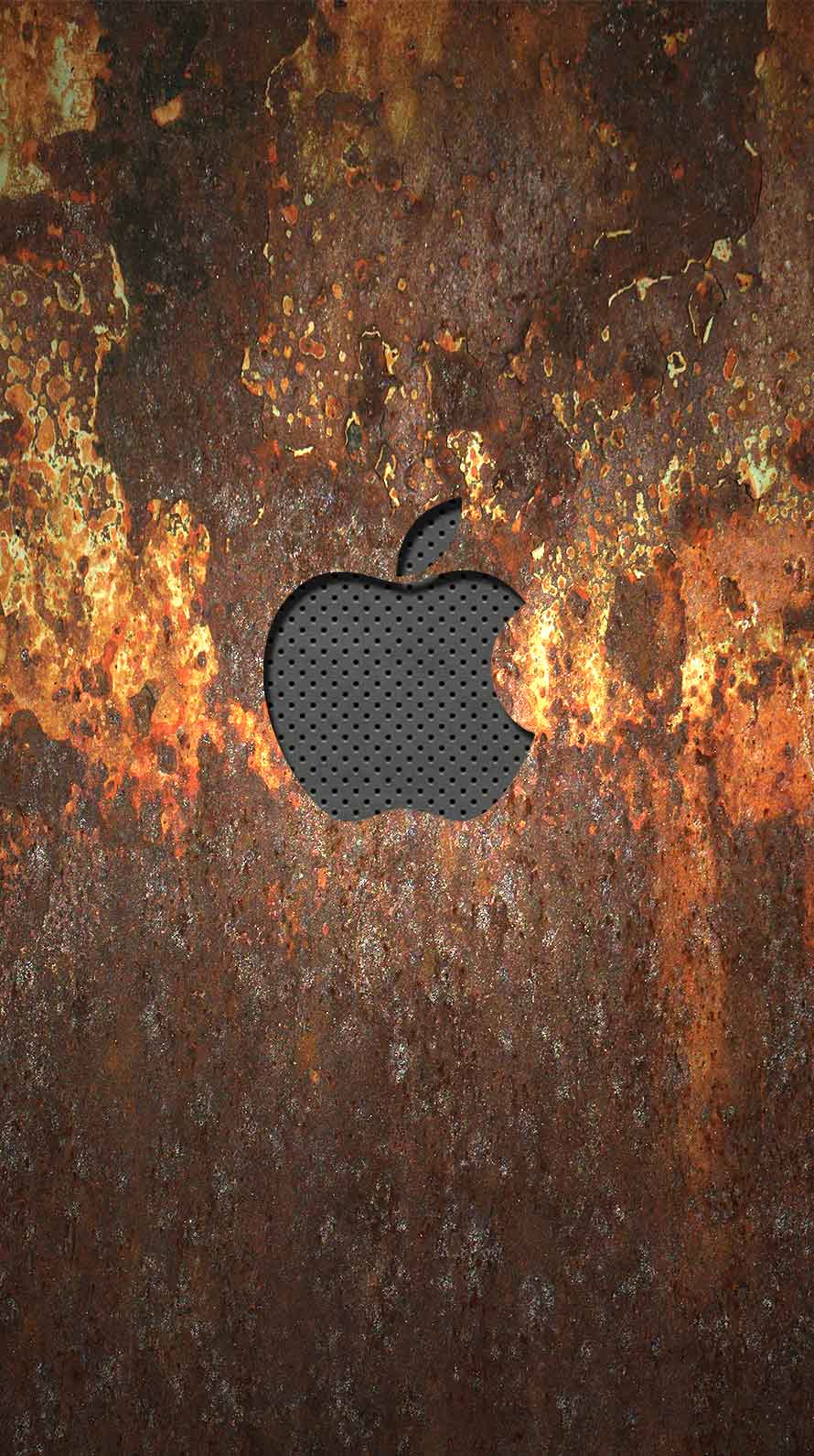 Iphone用 錆た金属とメタルで廃工場風のオリジナル壁紙 Appleマーク入り Laboホンテン