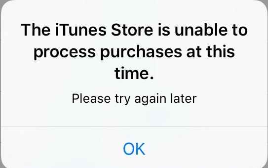 【iPhone】iTunesストアで障害発生中「 The iTunes Store is unable to process purchases at this time.」