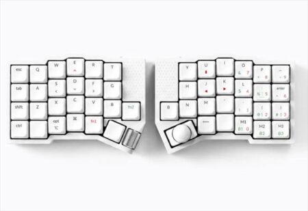 トラックボールとホイールを内蔵した左右分割キーボード「Keychron Orca echo」6月19日よりクラファン開始